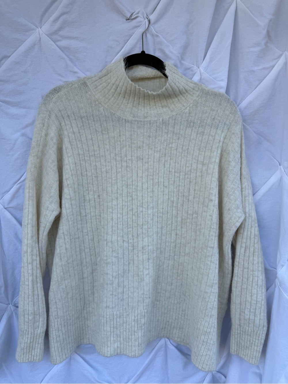 LOFT Cream Ribbed Turtleneck Sweater